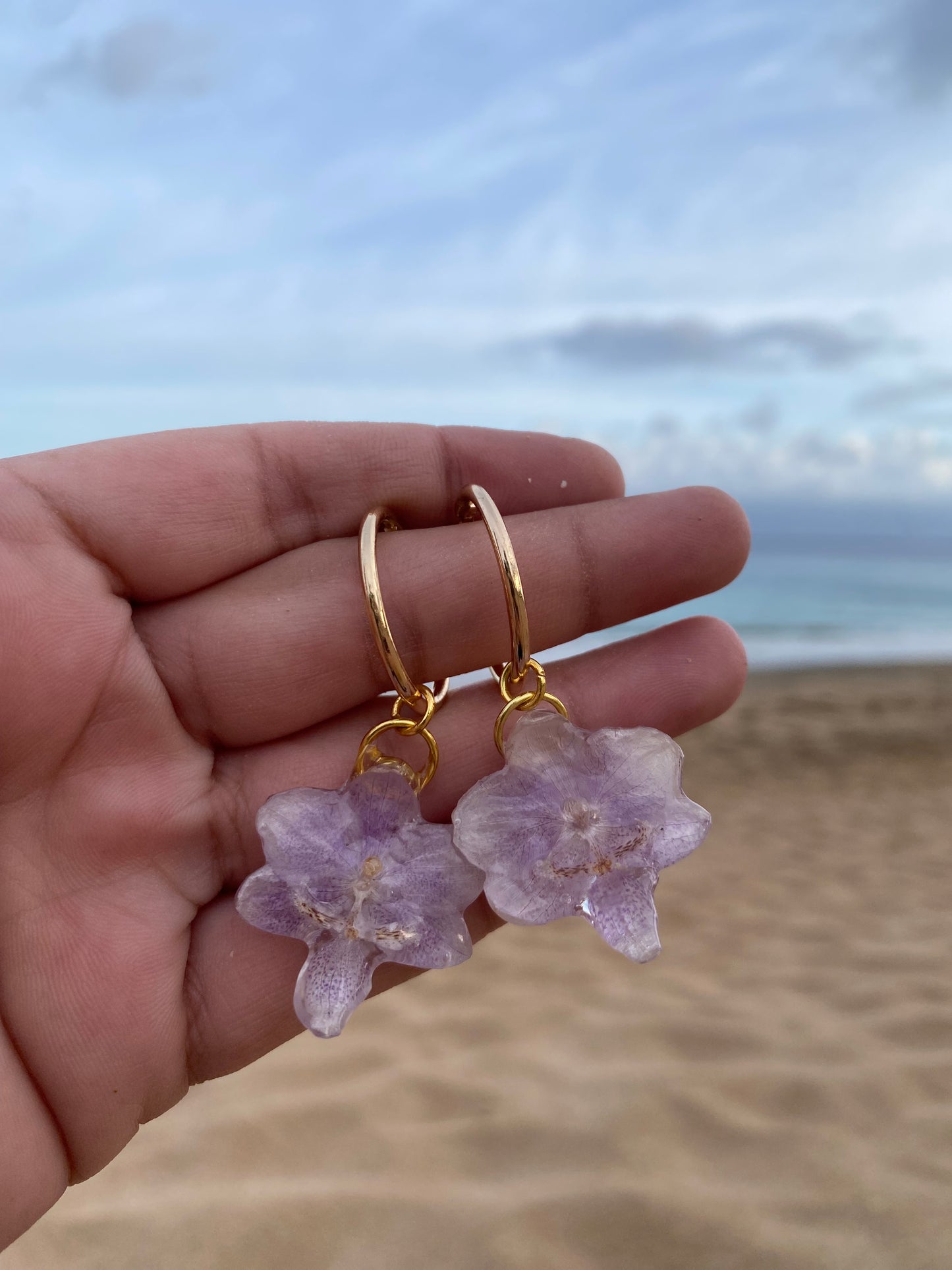 GENUINE ORCHID HOOPS