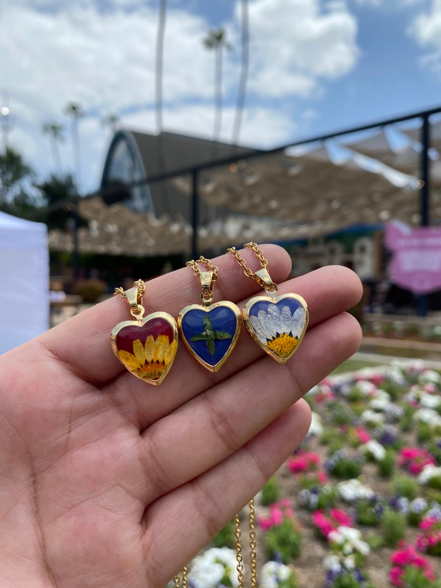 Floral heart lockets
