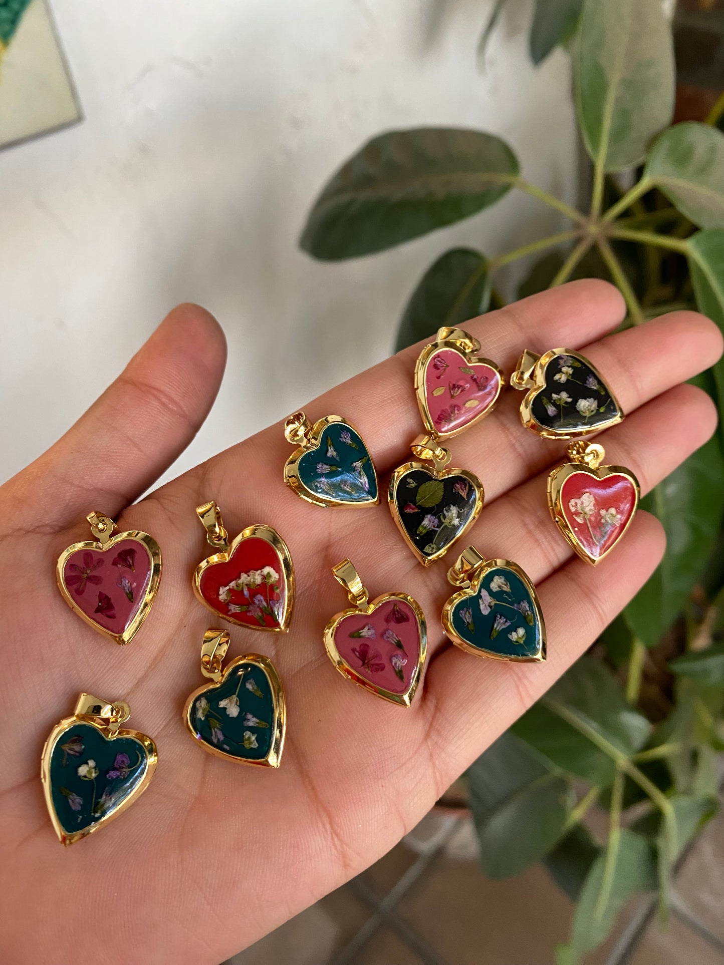 Floral heart lockets