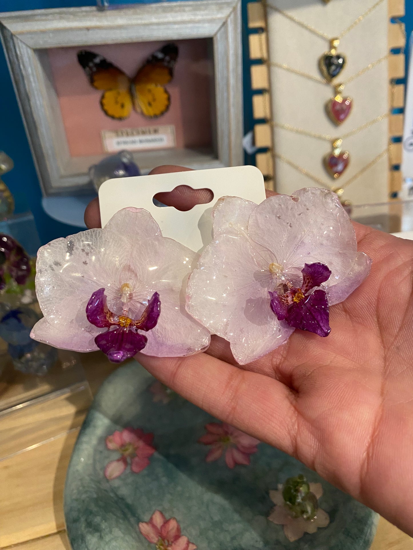 Genuine orchid earrings