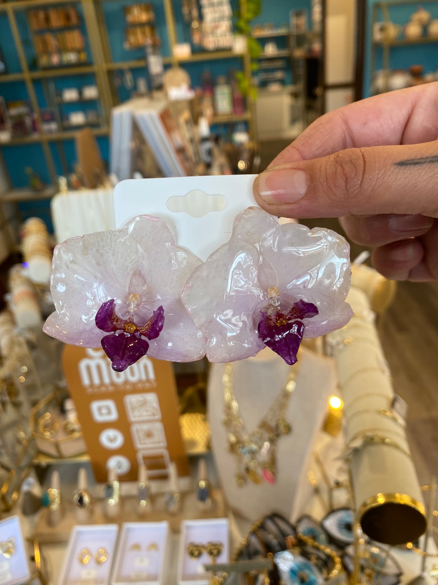 Genuine orchid earrings