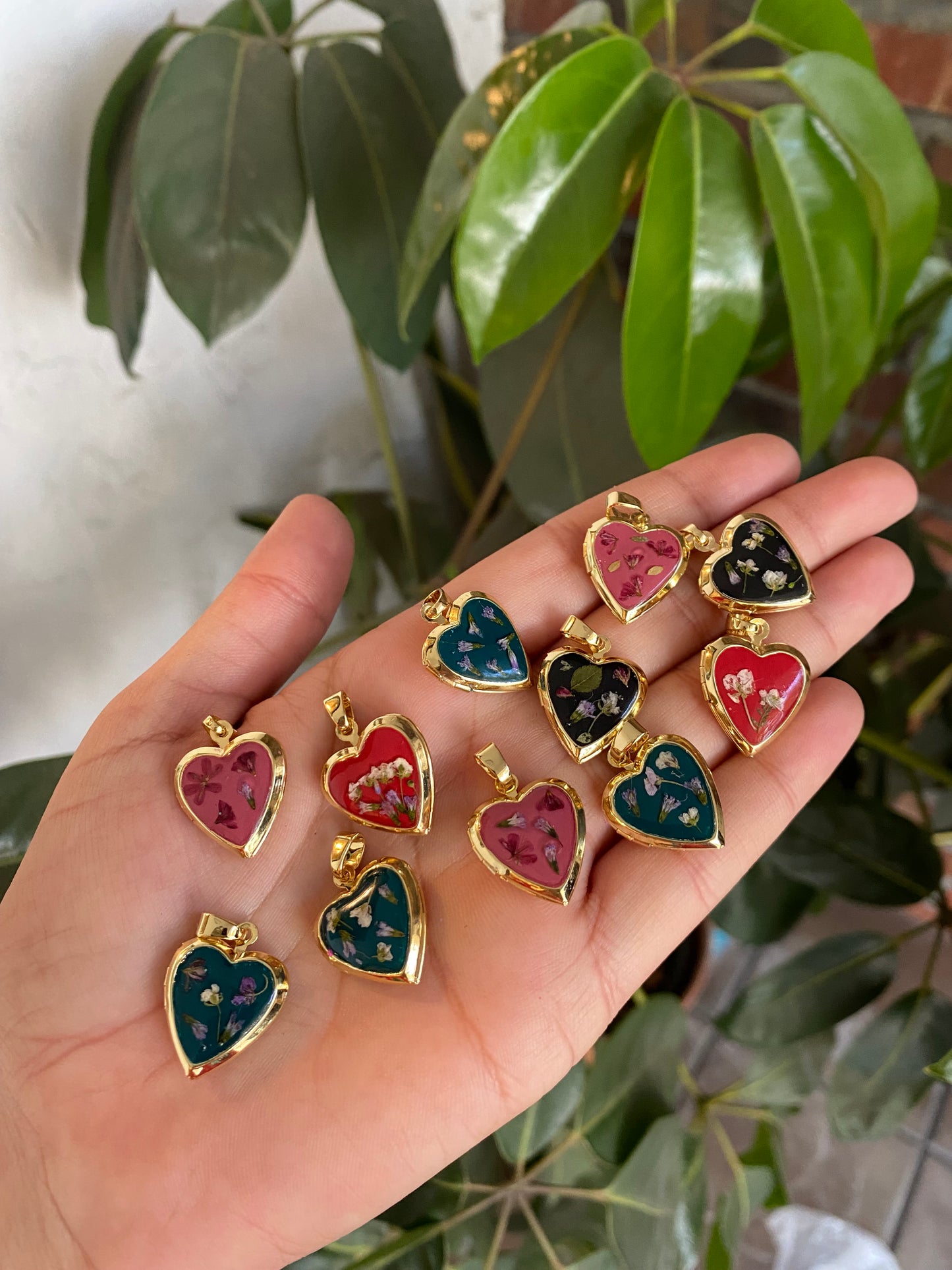 Floral heart lockets