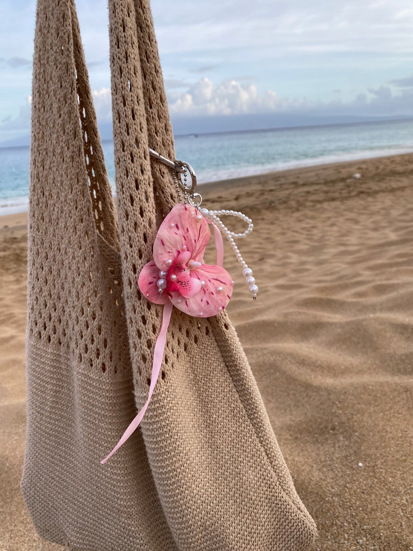 Fake Orchid Purse Charm