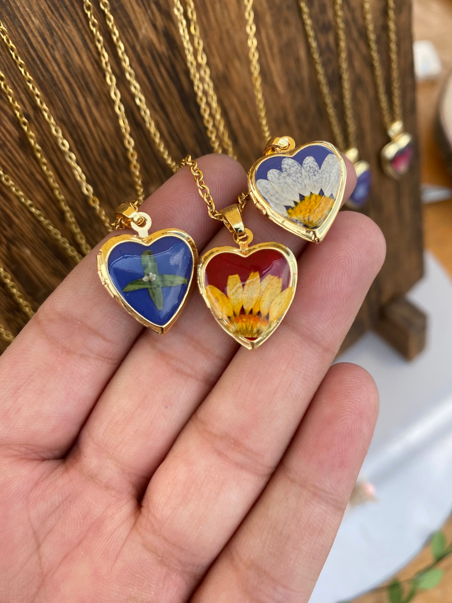 Floral heart lockets