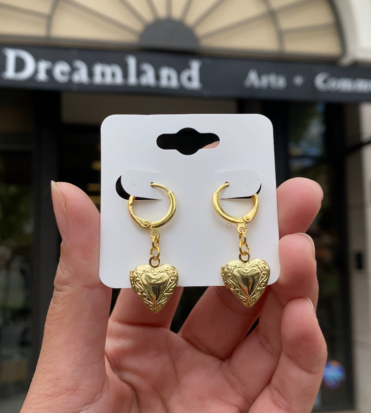 Heart locket cuffed earrings