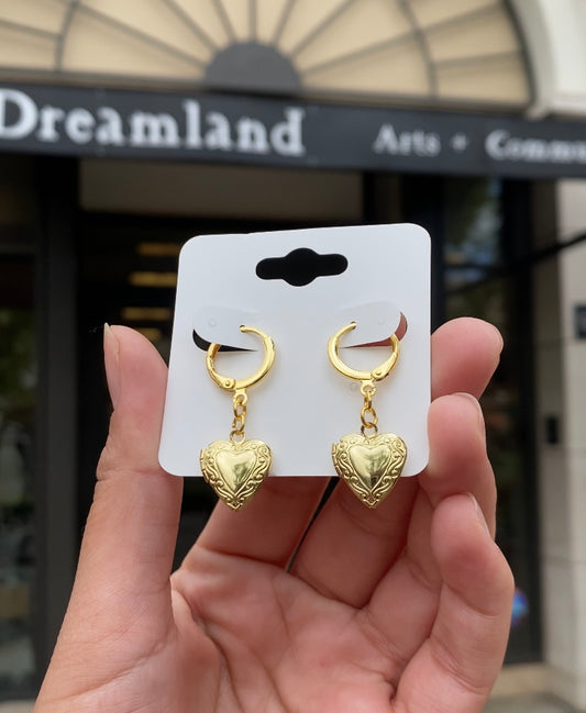 Heart locket cuffed earrings