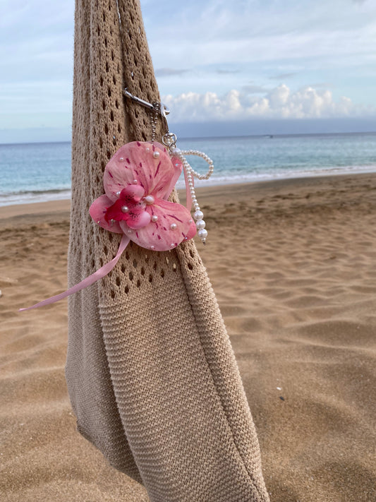 Fake Orchid Purse Charm